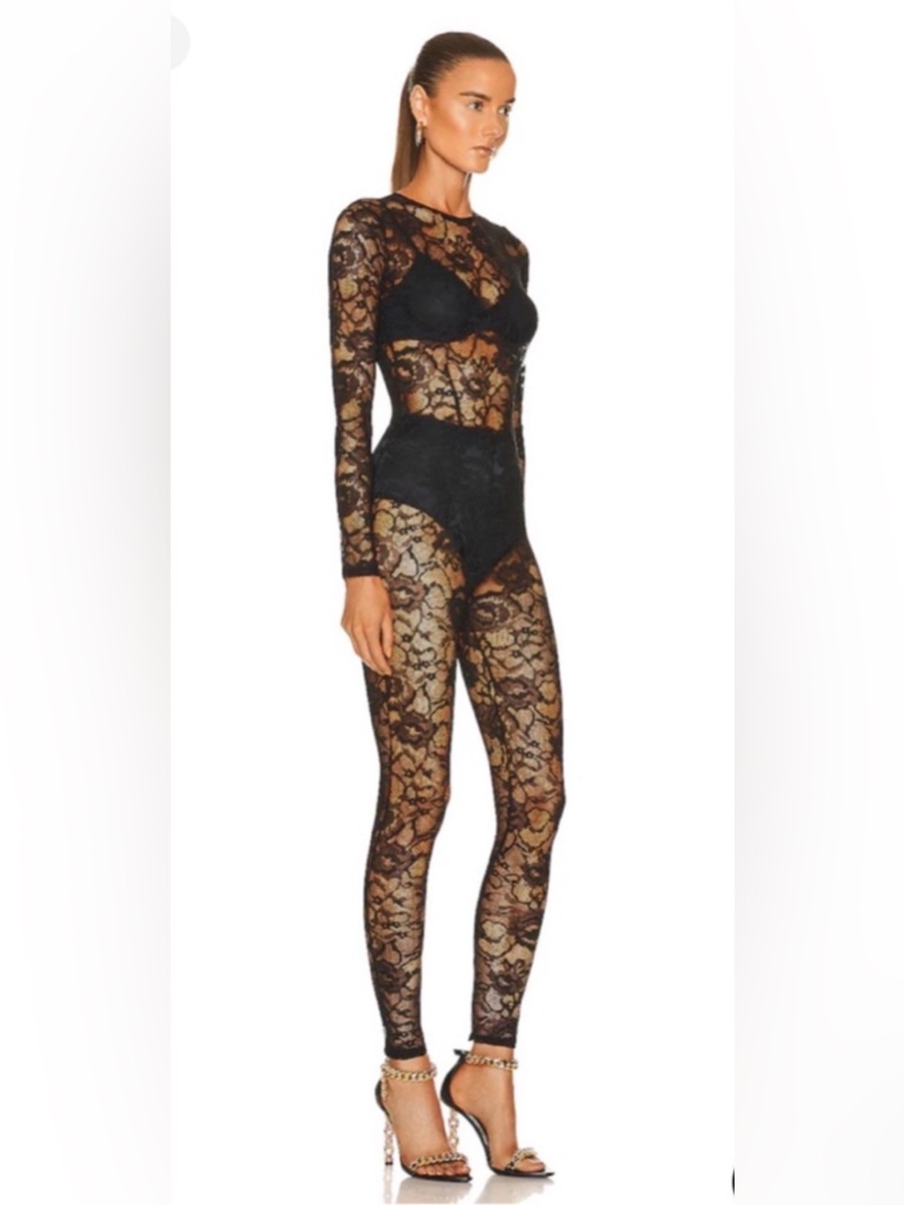 Fleur Du Mal Lace Floral Catsuit  NWT - M